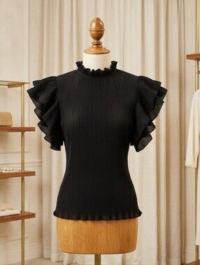Lovesong Flounce Sleeve High Neck Shear Blouse Size Small